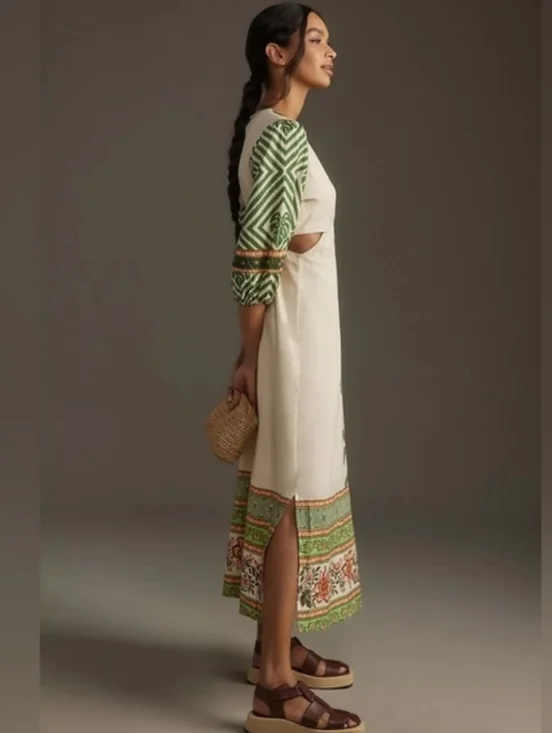 Farm Rio/ Anthropologie Palm V- Neck Midi Dress - Picture 4 of 9